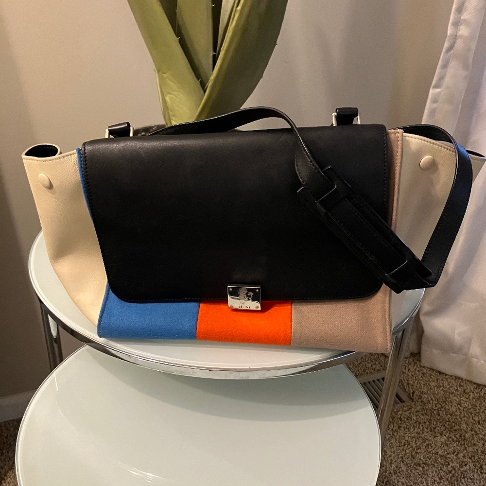Celine premium leather color block purse